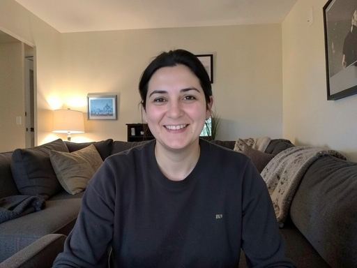 Video call participant in a living room